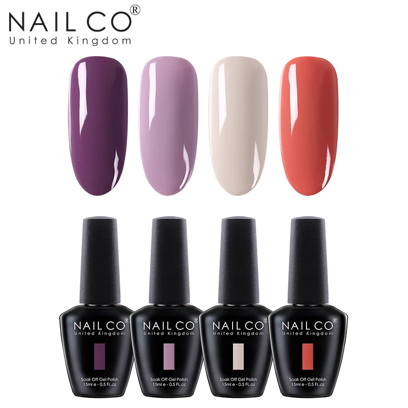 NAILCO 4 шт. 15 мл Гель-лак для ногтей DIY Nail Art Laquer светодиодный Гель-лак для ногтей Блестящий замачиваемый полуперманентный гель для подарка жены - Цвет: ZH22