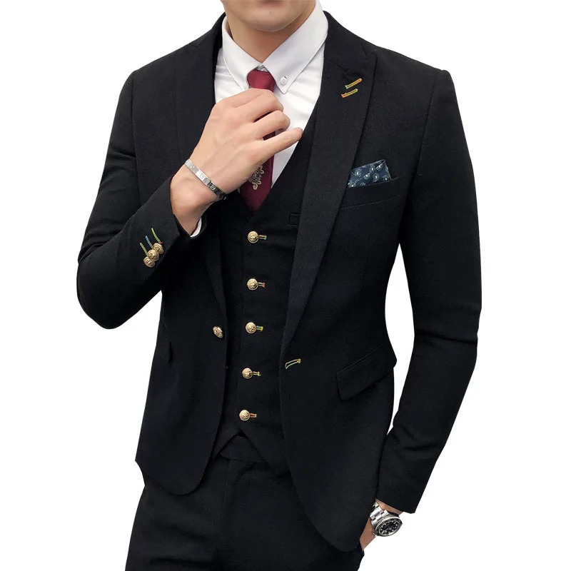 

3PC Suit Men Brand New Slim Fit Business Formal Wear Tuxedo High Quality Wedding Dress Mens Suits Casual Costume Homme 2XL Pink