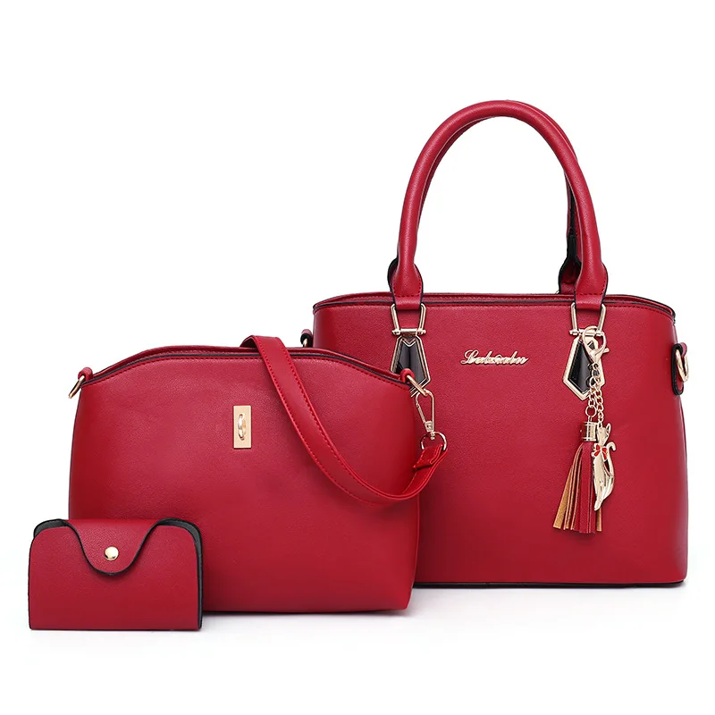 

Fashion New Style Boutique Three-piece Set Tassels WOMEN'S Bag Large Bag Photo Shoot Different Size Bags Shoulder Bag/ Hand Bag
