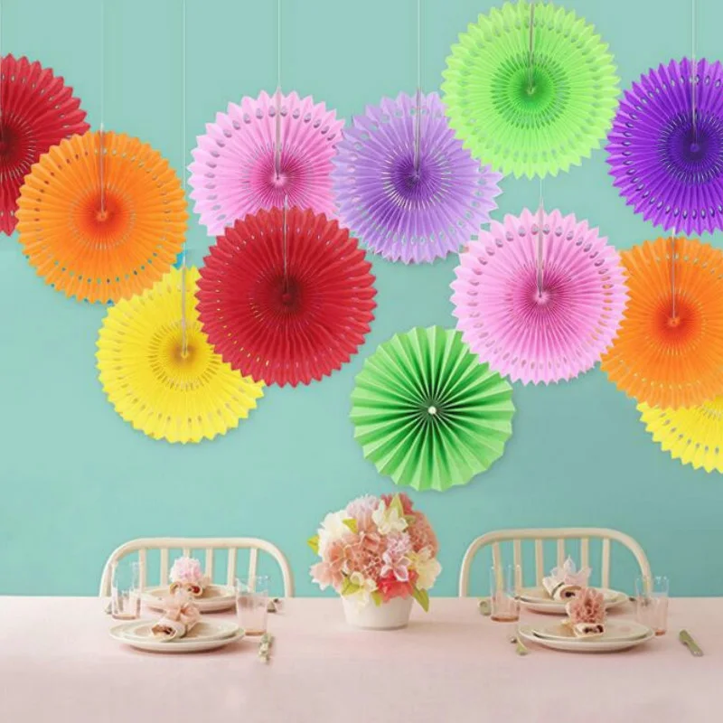 Babyshower Supplies 10cm Origami Paper Fan Tissue Paper Fans