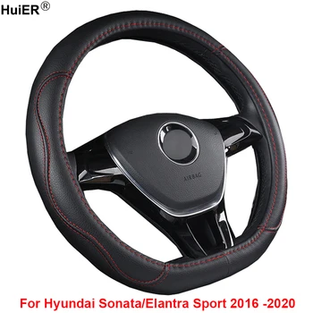 

Car Steering Wheel Cover D Shape PU Leather For Hyundai Sonata Elantra Sport 2016 2017 2018 2019 2020 Non-slip Auto Car Styling