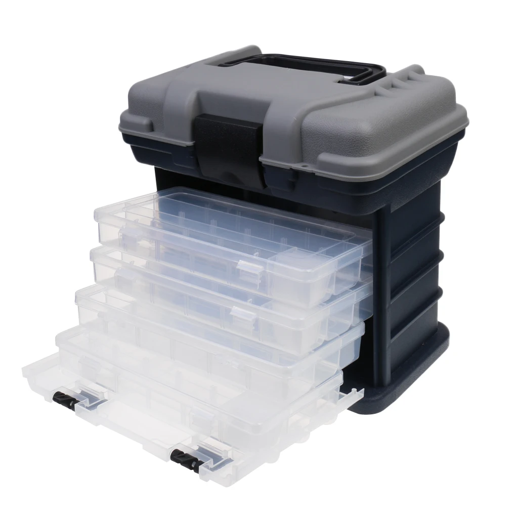 4 Layer Hand Box Fishing Accessory Storage Case Shock Resistant Tackle