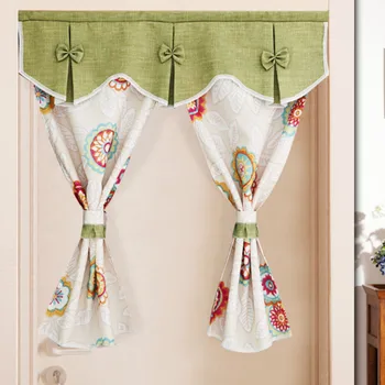 

RZCortinas Short Curtains Flower Birds Printed Door Curtain With Window Bathroom Kitchen Half For Coffee Drapes Curtain Valance