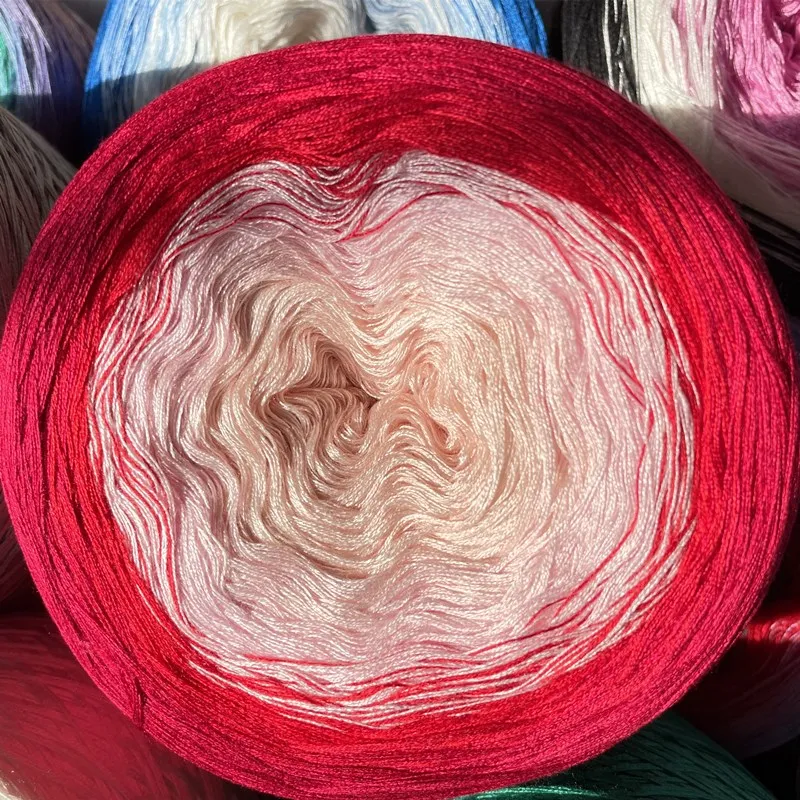 300g/group Organic Cotton Blended Yarn Gradient Color Cake Yarn Crochet  Shawl Scarf Sweater Thread DIY