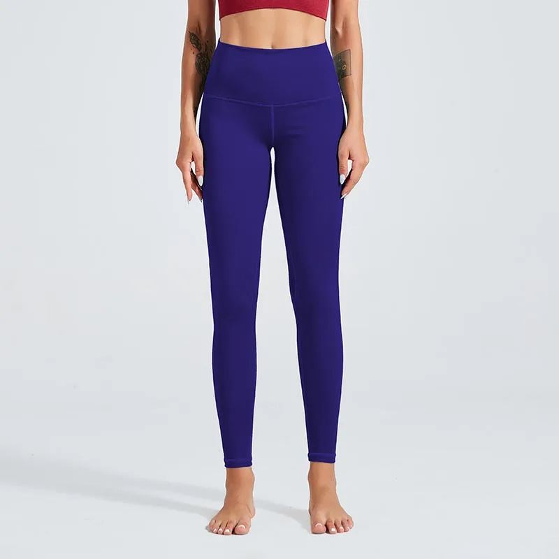 Y6065 Dark Blue Новые трикотажные нейлоновые леггинсы с высокой талией Женские однотонные спортивные лоскутные леггинсы для тренировок эластичные Капри Леггинсы Спортивные Леггинсы для тренировок - Цвет: Y6065 Dark Blue