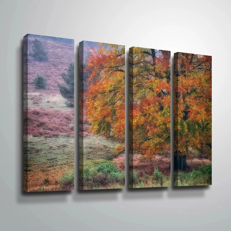 4 Piece HD Autumn Trees Landscape Prints Home Decor Canvas Poster Painting Wall Art Modular Picture Framework For Living Room