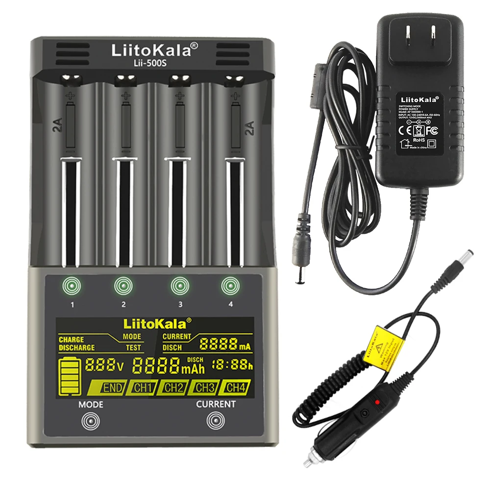 LiitoKala lii-500 lii-500S lii-600 lii-PD4 LCD 3.7V 1.2V 18650 26650 16340 14500 18500 20700B 21700  Battery Charger with screen