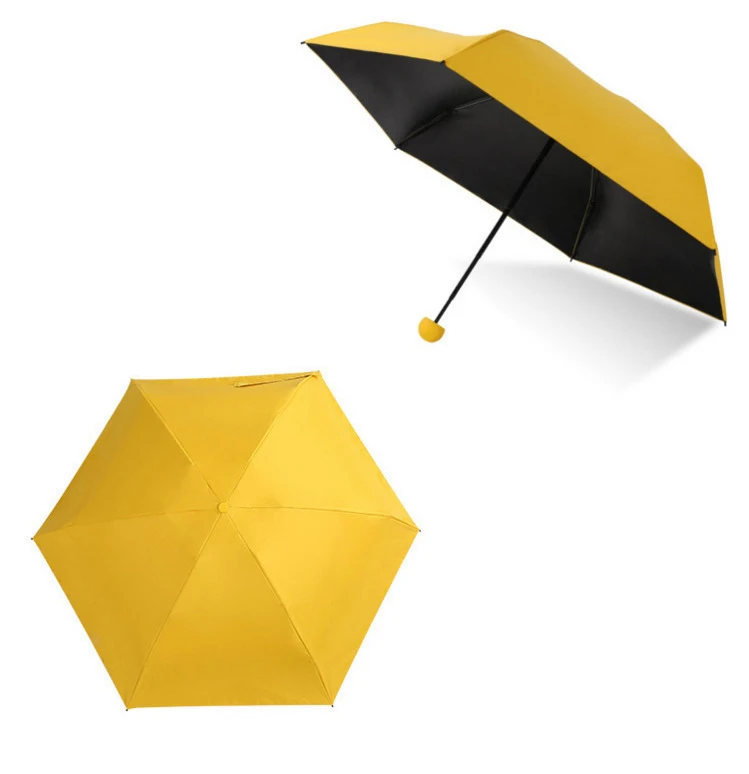 Yellow Мини-капсула зонтик пятискладной солнцезащитный анти-УФ UPF50+ Зонт parapluie складной женский Карманный Зонт для женщин - Цвет: Yellow