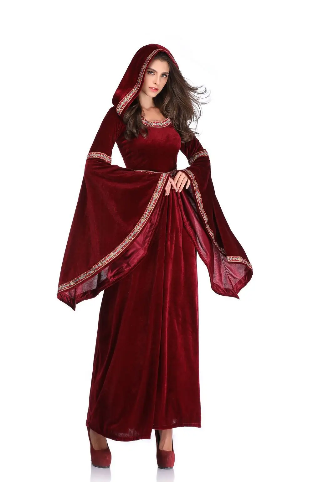 Маскарадный костюм ведьмы из аниме для ролевых игр на Хэллоуин винно красное