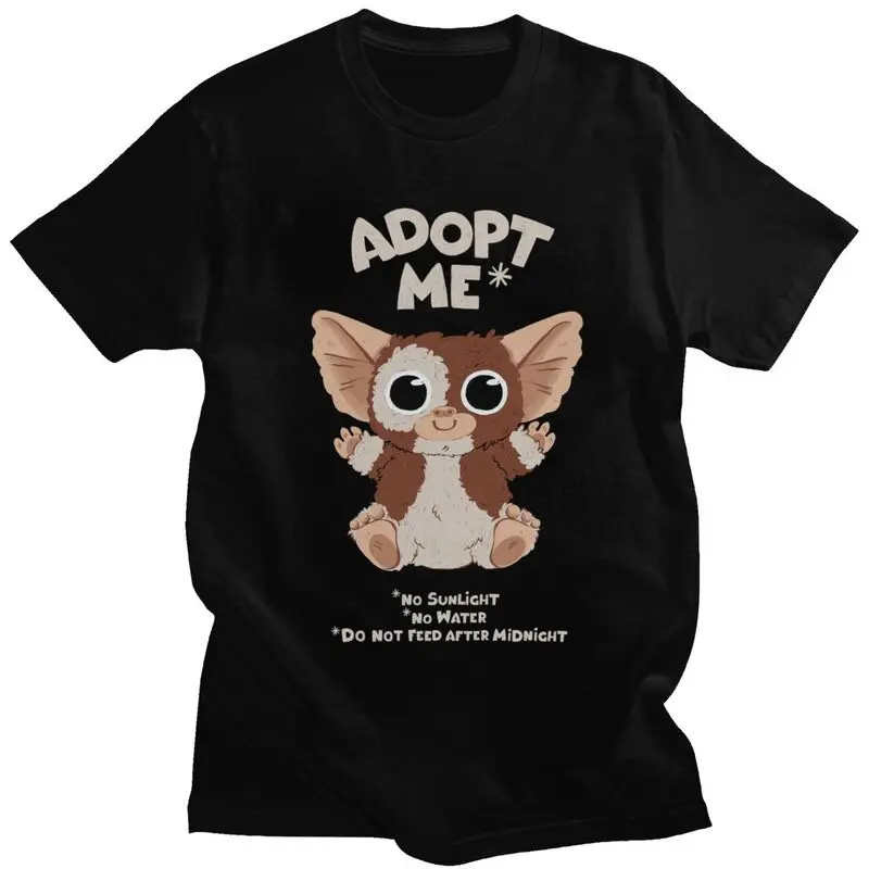 Novelty Adopt Me Gremlins T Shirt Men Short Sleeve Cotton T-shirt Summer 80s Movie Mogwai Monster Gizmo Tees Streetwear Tshirts | Мужская