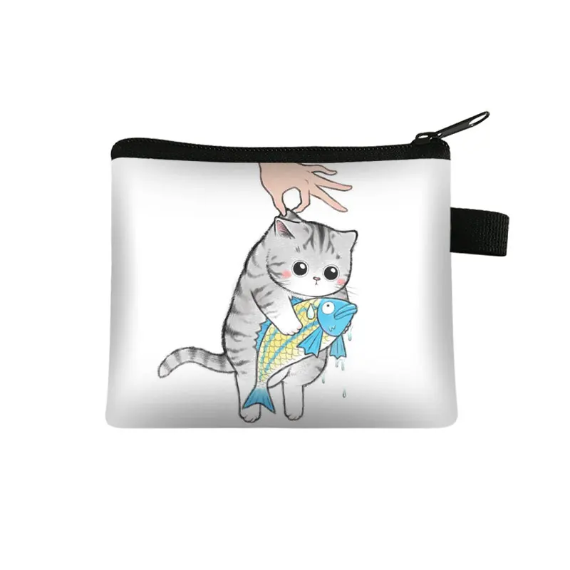 Floppa-monedero grande de lona con patrón personalizado, bolsa de  almacenamiento con logotipo de gato divertido, monedero para llaves -  AliExpress
