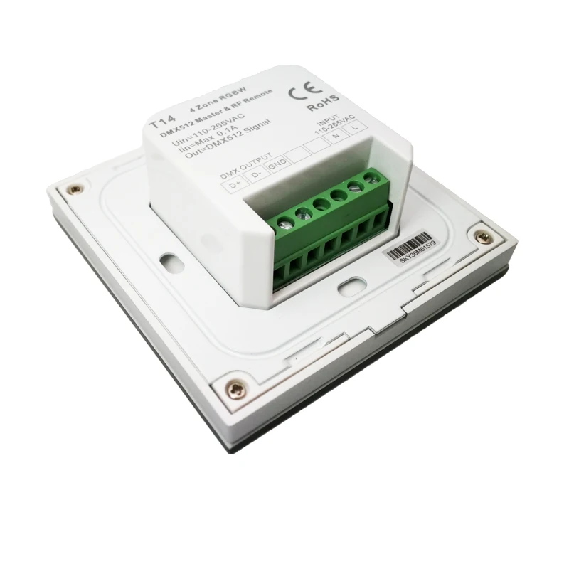 Светодиодный контроллер RGBW 100 V-240 V вход 4 зоны 2,4 GHz RF беспроводной пульт дистанционного управления T14 сенсорная настенная панель и беспроводной приемник V4-L
