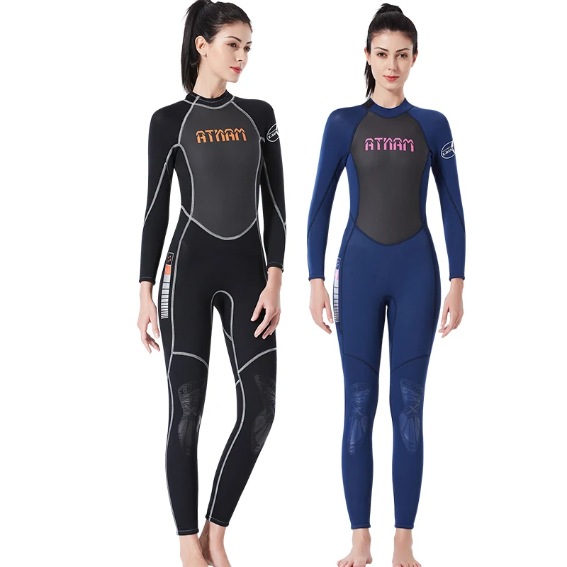 

Womens Wetsuit Full 3mm Neoprene Surfing Scuba Diving Snorkeling Swimming Suit Solid Black/blue Long Sleeve Wetsuit Back Zipper