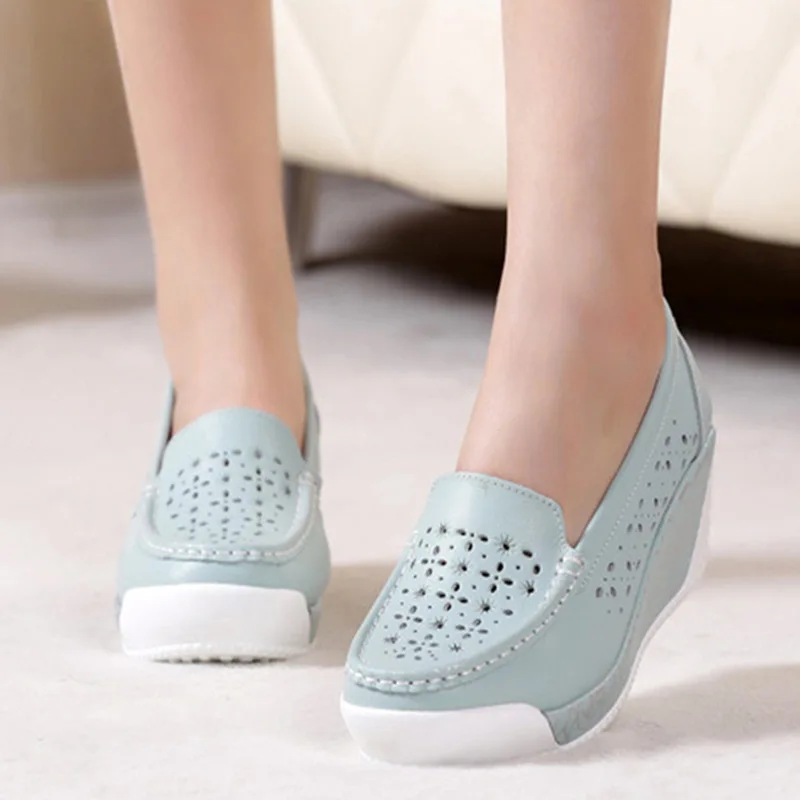Female Swing shoes casual loafers platform women's fashion pumps shoes patchwork wedges heel Spring Autumn boat women pumps shoes,women loafers shoes,women wedges heels shoes