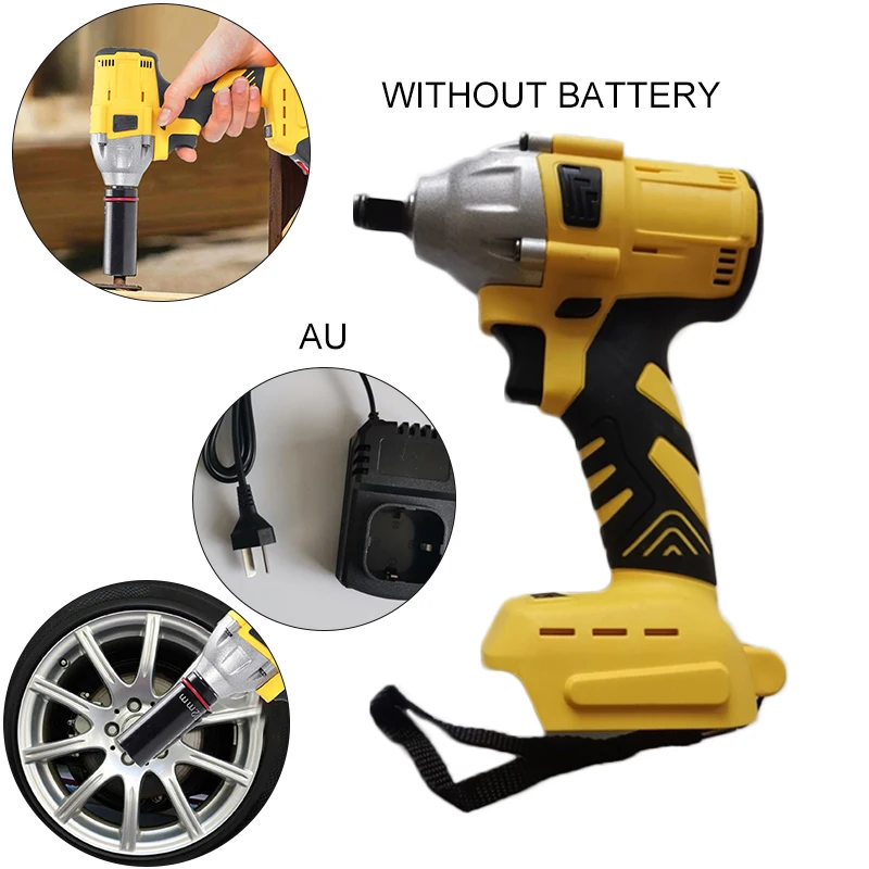 

158VF 530Nm 19800mah 1/2 inch Wireless Impact Wrench Power Tool without Battery LED work light 100-240V 50 / 60Hz