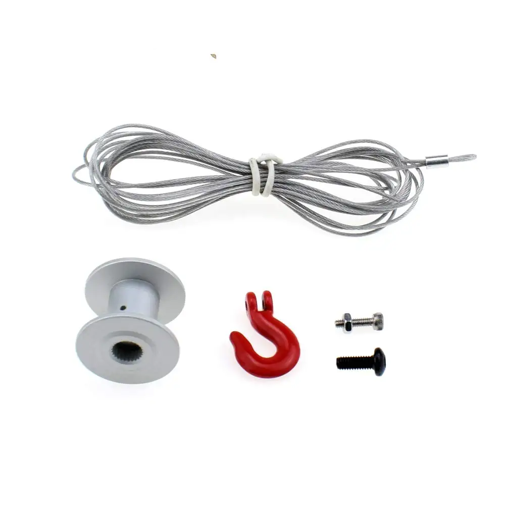 

RC parts 1pcs 25T Servo Winch Drum Trailer Hook Hitch 2meter Wire Rope Servo Bracket for 1/10 Rc Crawler Car (Trailer Hook)