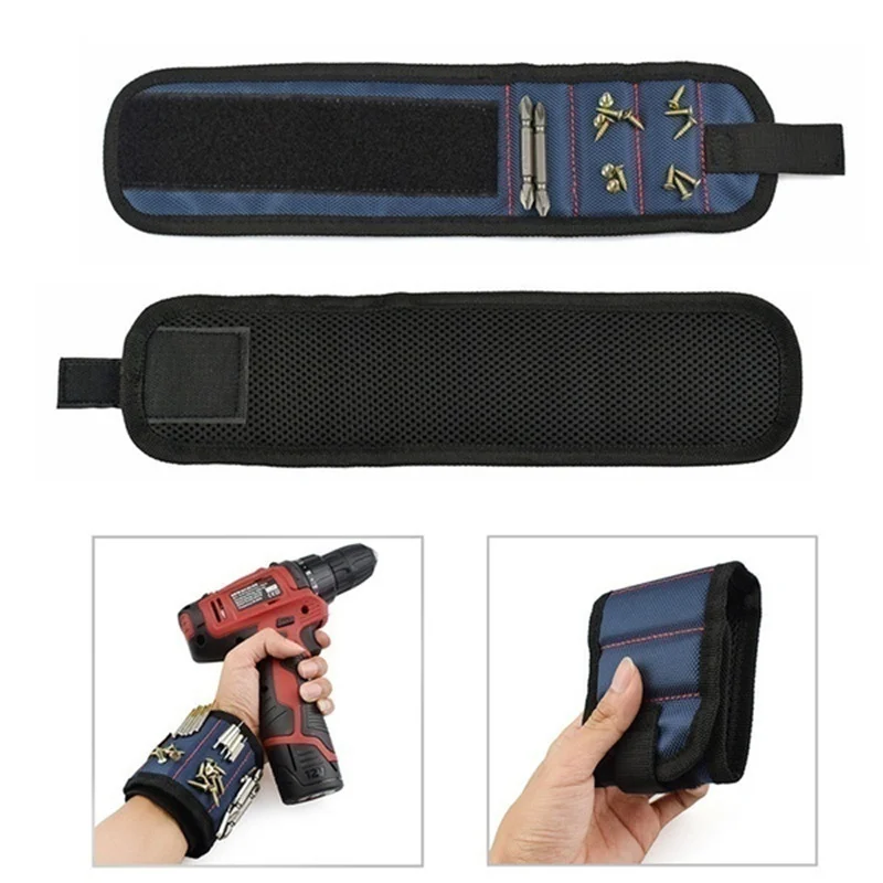 Multifunction Portable Wristband Toolkit Belt With Strong Magnets for Holding Screws, Nails, Drill Bits Perfect Wrist Bracelet bucket tool bag