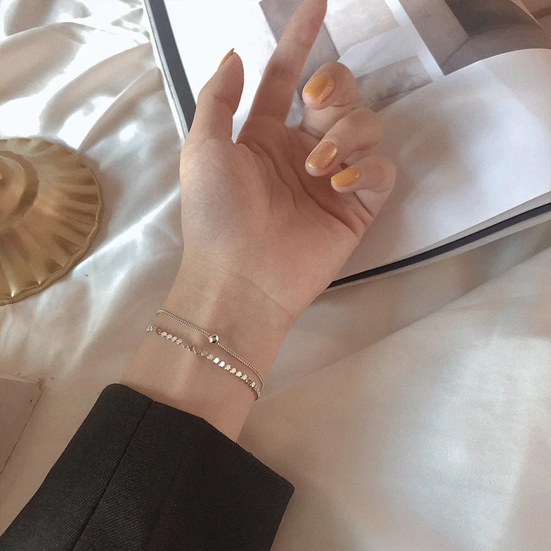 Girlfriend 925 Sterling Silver Chain Small Round Beads Bracelet Men And Women Elegant Charm Birthday Party Gift Bridal Jewelry