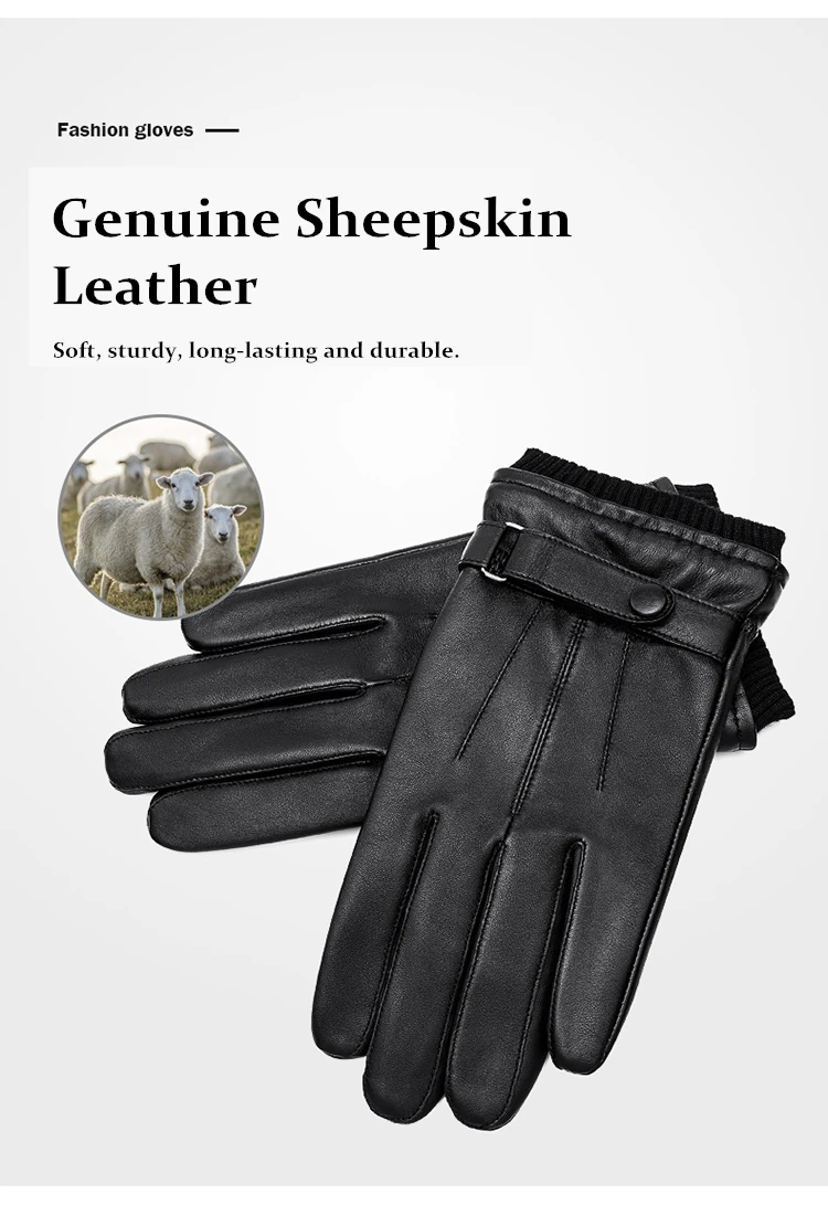 BISON DENIM, мужские перчатки из натуральной кожи, перчатки с сенсорным экраном для мужчин, зимние теплые варежки, полный палец, ручная работа, плюс бархат, S019