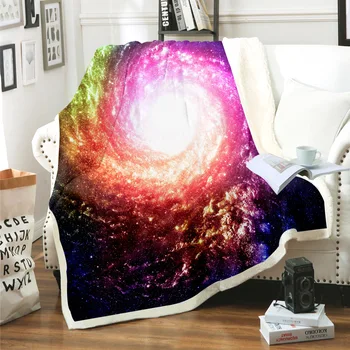 

Universe Starlight Blanket For Bed Sofa Thick Lamb Wool Bedspread Beauty and Beast Bedding Sherpa Fleece Warm Blankets Kids Gift