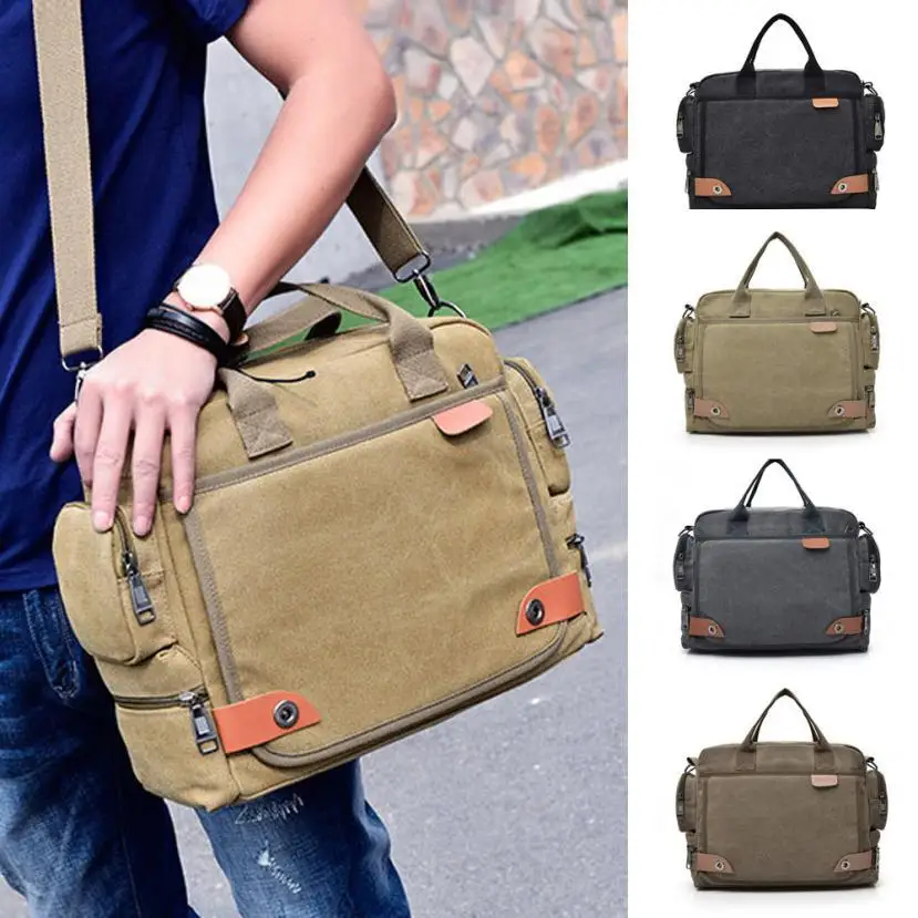 Новые кожаные портфели мужская сумка для ноутбука Мужская Холщовая Сумка через плечо портфель-слинг сумки SatchelA0605 #30