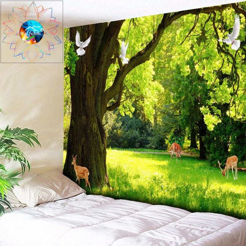 

Large Wall Tapestry Forest Tree Psychedelic Wall Hanging Hippie Mandala Tapestry Wall Cloth Boho Decor Bedspread tenture murale