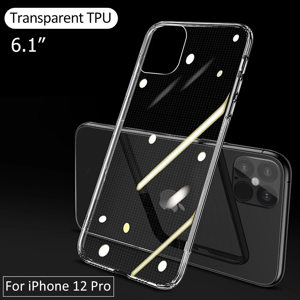 For iPhone 12 Pro Max Ultra Thin Clear Phone Case For iPhone 12 Pro 12 Mini 12pro Silicone Soft Shockproof Transparent Back Case