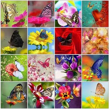 

DIY 5D Diamond Embroidery Flower And Butterfly Pictures Of Rhinestones Diamond Paining Full Round Diamond Mosaic Gift