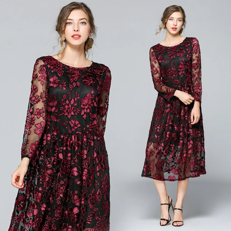 

Dress Women's 2019 Spring And Summer New Style Fashion Elegant Loose-Fit Mid-length Versatile Base Skirt Blasting