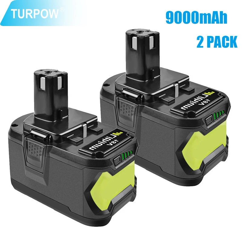 Turpow сменная батарея для электроинструментов Ryobi 18 в 6000 мАч 9000 мАч P108 батарея RB18 литий-ионная аккумуляторная батарея