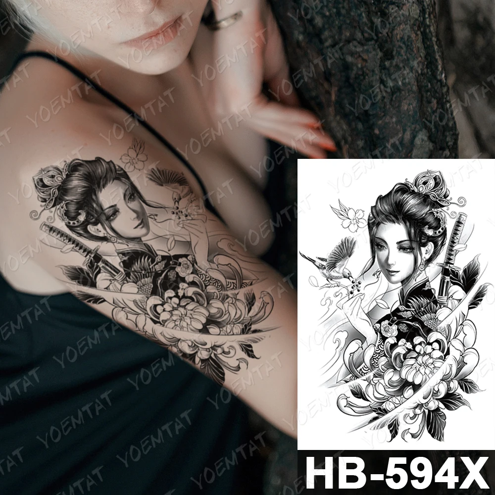 Водостойкая Временная тату наклейка японская Prajna Resent для мужчин t Geisha Flash красота
