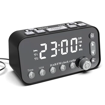 

Home Office Bedroom Living Room Dimmer LED Display Digital Alarm Clock Travel DAB Desktop Snooze Multifunctional FM Radio