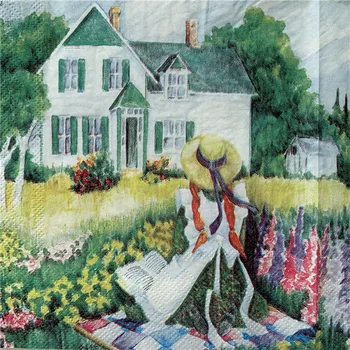 

Decoupage wedding vintage napkins paper elegant tissue countryside scenery girl tree house birthday Guardanapo party serviettes