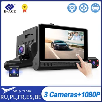 

E-ACE Car DVR 3 Cameras Lens 4.0 Inch Dash Camera Dual Lens With Rearview Camera Video Recorder Auto Registrator Dvrs Dash Cam