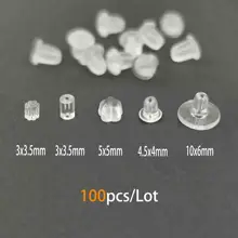 100pcs/lot Rubber Earring Back Silicone Round Ear Plug Blocked Caps Earrings Back Bullet Stoppers DIY Parts Jewelry Accessories