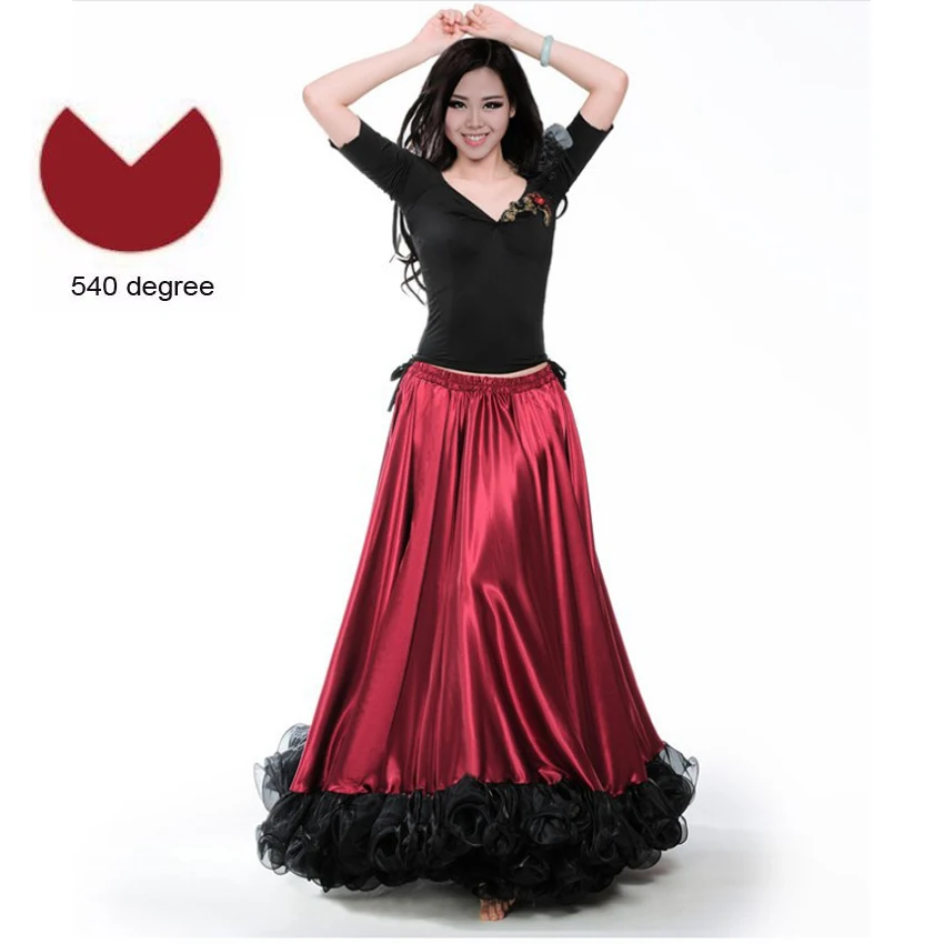 Испанская коррида, праздничная танцевальная юбка фламенко для женщин, высокое качество, Пламенный цветочный принт размера плюс, Женская юбка для бальных танцев - Цвет: Red