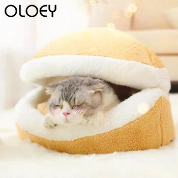

Original Pet Cat Bed Mat Cushion Round Warm Soft Hamburger House Basket Winter Kennel Bed For Small Dogs Cats Puppy Pet Products