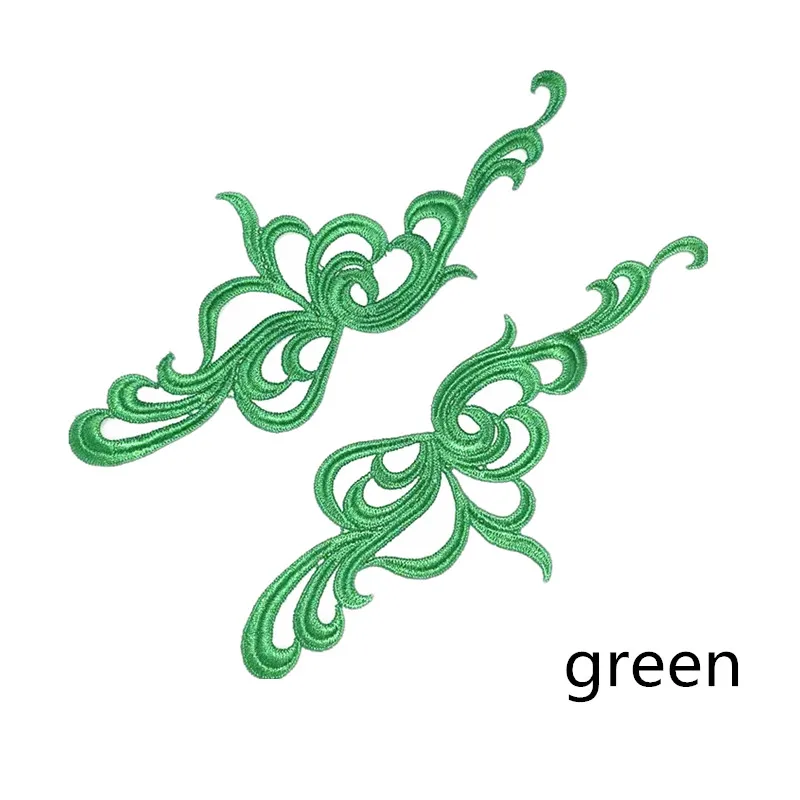 green CHICKNIT 5 пар Белый Черный Вышивка кружевной воротник цветок аппликация платье аксессуары ткань DA011 - Цвет: green