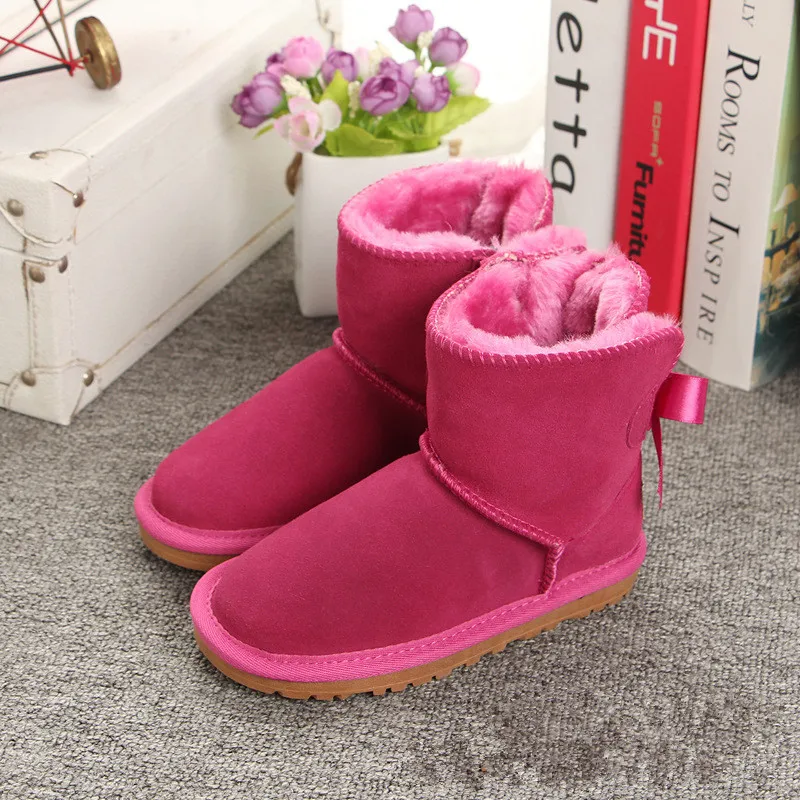 

Australia Brand New Girls Snow Boots Winter Warm Shoes Bow Plush Snow Boots Children Boys Kids Ankle Toddler Girl Boots With Fur