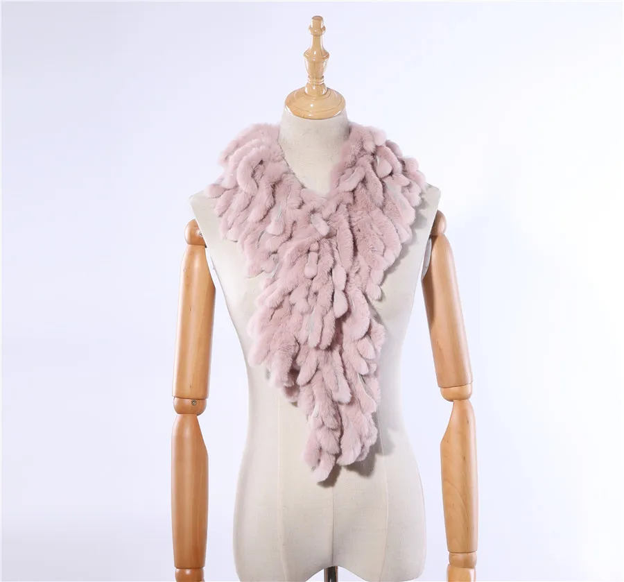 Light Pink SUPPEV&STTDIO, новинка, роскошный женский зимний меховой шарф, натуральный мех кролика Рекс, шарфы, полосы, кисточки, меховые шарфы, пушистые, теплые, мягкие - Цвет: Light Pink