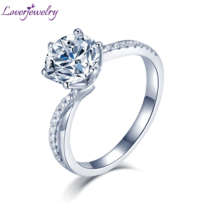 LOVERJEWELRY, 14 к, белое золото, женские кольца с муассанитом, для молодых девушек, юбилей, помолвки, вечерние, лучший подарок, хорошее ювелирное изделие - Цвет камня: 0.5ct Moissanite