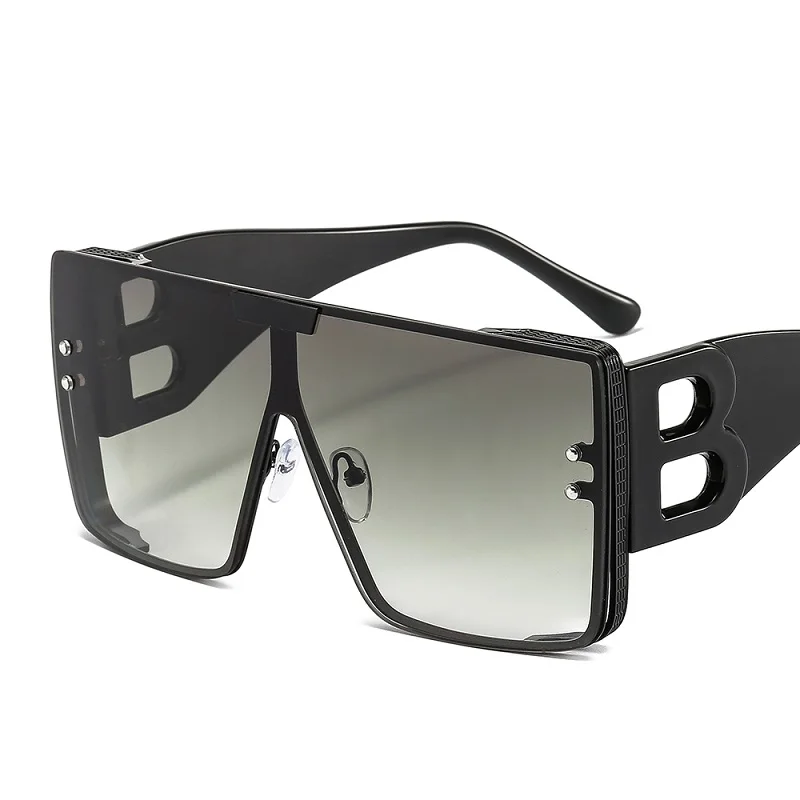 Fashion Large Frame B Letters Sunglasses Women 2023 Luxury Brand Retro Square Metal Sun Glasses Men Fashion Gradient Shades Lady