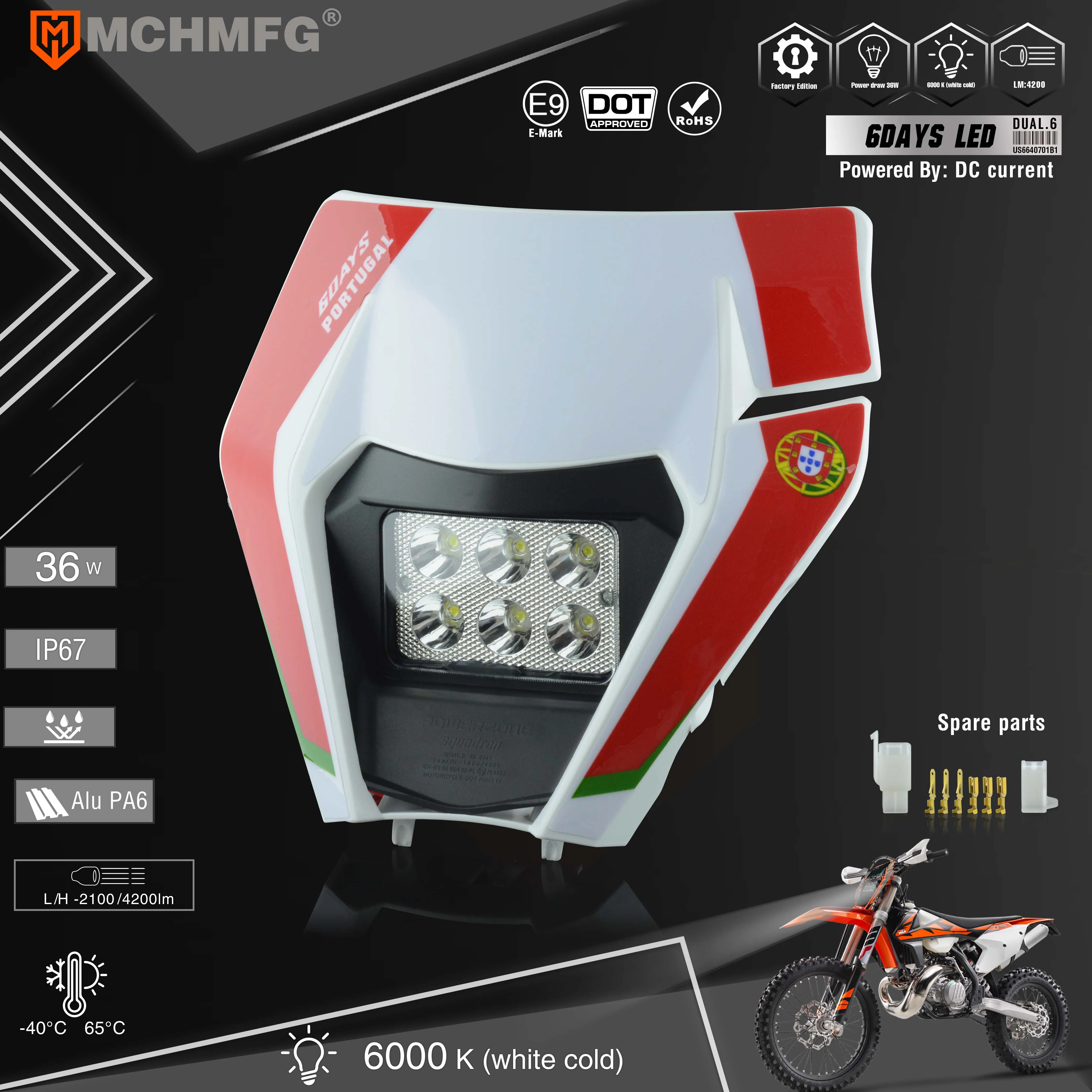 Other Motorcycle Parts MCHMFG Motorcycle LED Headlight Headlamp Head