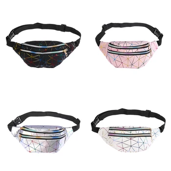 

New Fashion Waist Packs Women Fanny Pouch Hip Purse Satchel Laser Belt Bags Geometric Patterns Wallet Glitter Waist Bag