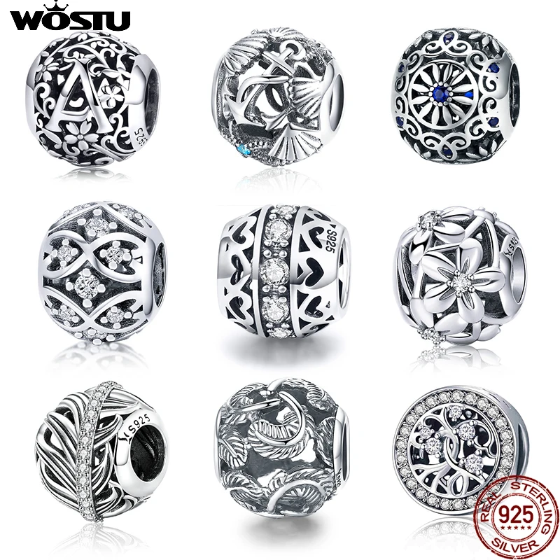 Charm Bracelet Pendant Beads Fashion Jewelry WOSTU 100%925-Sterling-Silver Original Vintage
