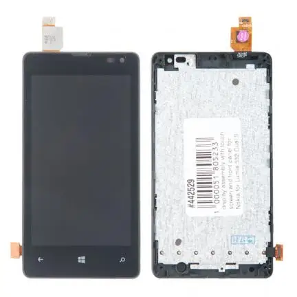 Дисплей в сборе с тачскрином и передней панелью для Nokia Lumia 532 Dual Sim черный PARTS-442529 |