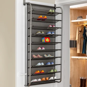

10layer Creative Door Behind The Wall Simple Shoe Cabinet Shoe Rack Wall-Mounted Storage Dormitory Simple Wrought Iron Shoe Rack