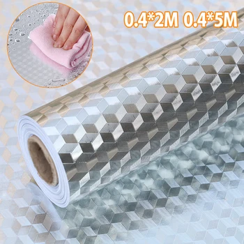 

40X200/500cm Kitchen Oil-proof Waterproof Stickers Aluminum Foil Kitchen Stove Cabinet Self Adhesive Wall Sticker DIY Wallpaper