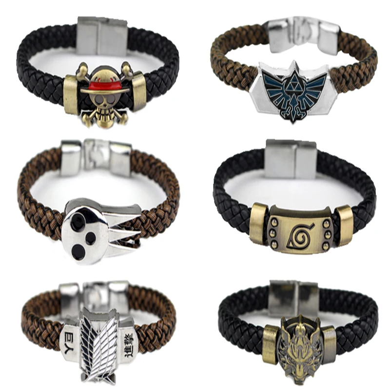 

Black Weaving Charm Bracelet The Legend Of Zelda Soul Eater Logo Naruto One Piece Final Fantasy Dota 2 Bangle Fashion Gifts