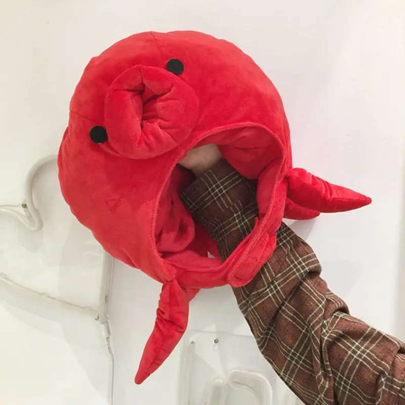 orange skully hat Cute Octopus Sea Animal Hat Plush Stuffed Toy Headwear Cap Cosplay Party Props 649C skully hat with brim